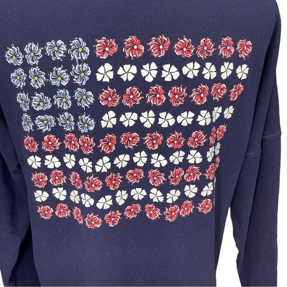 Crown & Ivy USA Floral Flag Long Sleeve Lightweight Sweatshirt Size Small - Picture 8 of 10